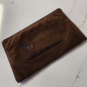 Vintage Pierre Cardin Suede Snakeskin Clutch Envelope Bag
